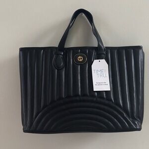 Time and Tru Black Quilted Tote